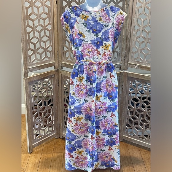 Floral Sleeveless Maxi Dress With Adjustable Tie Waist size M - Picture 3 of 9